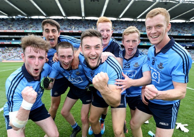 Dublin players celebrate after the game