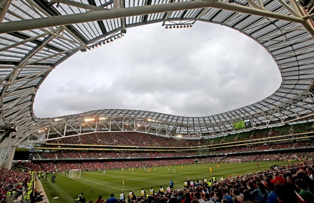General view of the game at the Aviva Stadium
