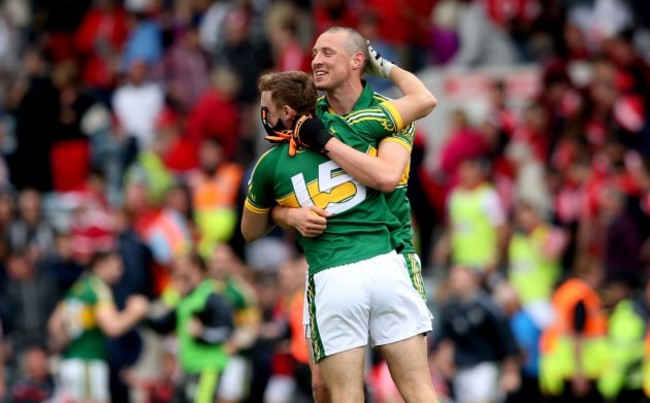 James O&Otilde;Donoghue and Kieran Donaghy celebrate at the final whistle