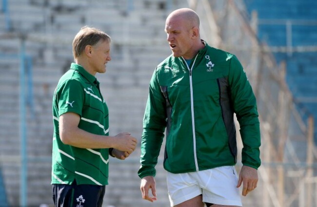 Joe Schmidt with Paul O'Connell before the game