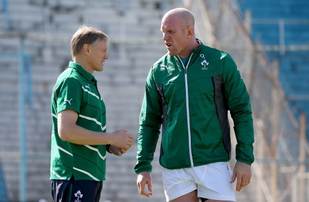 Joe Schmidt with Paul O'Connell before the game