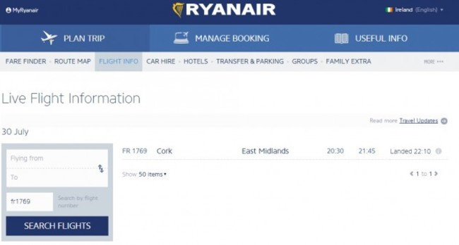 Ryanair flight
