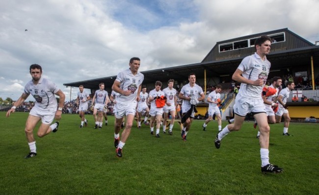 Cathal McNally, Eamonn Callaghan and David Hyland take to the field