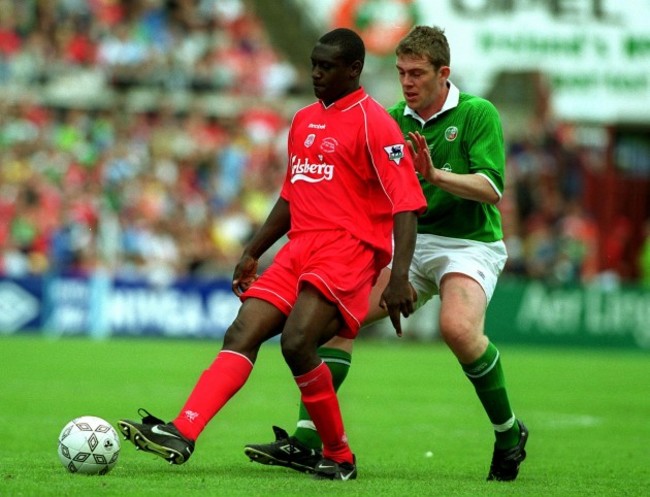 Emile Heskey and Richard Dunne 21/5/2000