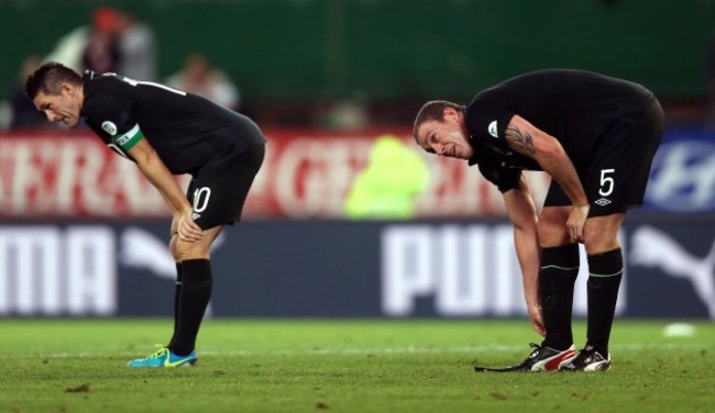 Robbie Keane and Richard Dunne after the game