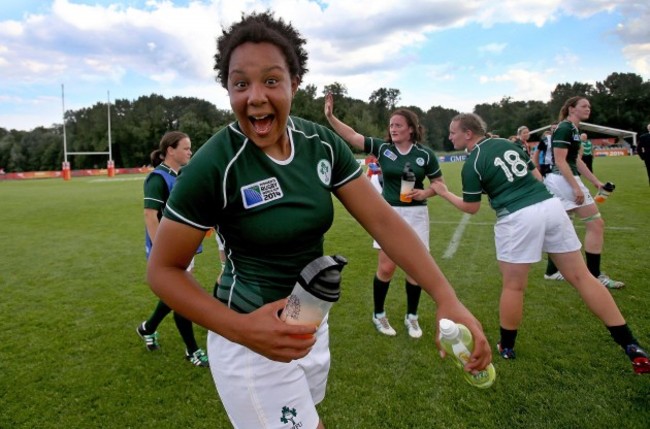 Sophie Spence celebrates after the game