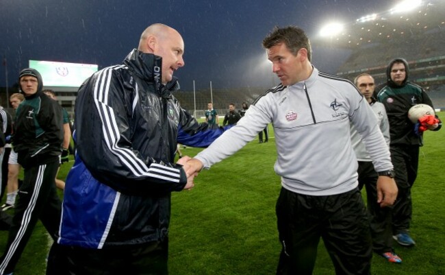 Malachy O'Rourke shakes hands with Jason Ryan