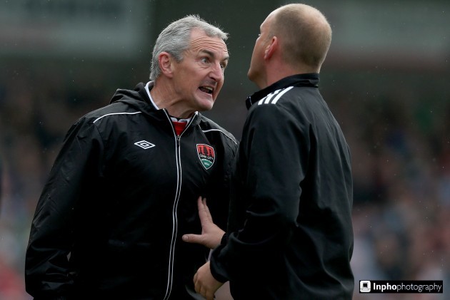 John Caulfiled argues with fourth official Graham Kelly