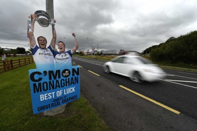 General view of a sign supporting Monaghan ahead of the game