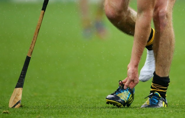 Michael Fennelly puts back on his boot