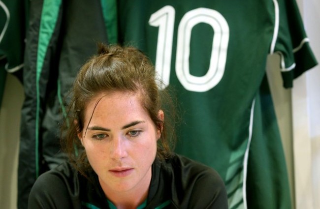 Nora Stapleton in the dressing room before the game