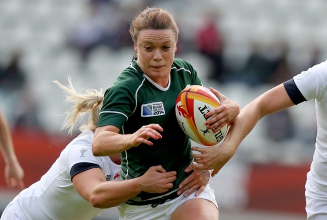 Lynne Cantwell tackled by Victoria Fleetwood