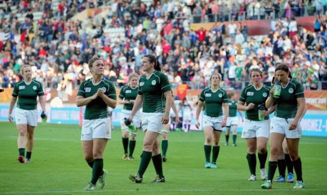 Dejected Ireland team after the game