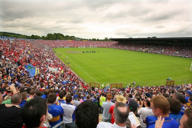 Fans look on as both teams line up