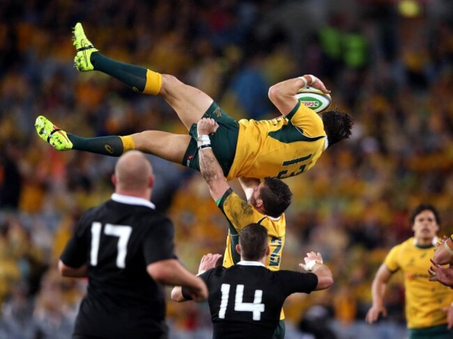 Adam Ashley-Cooper supported Nathan Charles catches a high ball