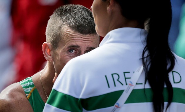 Rob Heffernan after withdrawing from the race