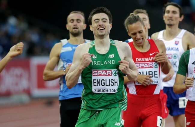 Ireland's Mark English celebrates winning bronze in the Men's 800m Final