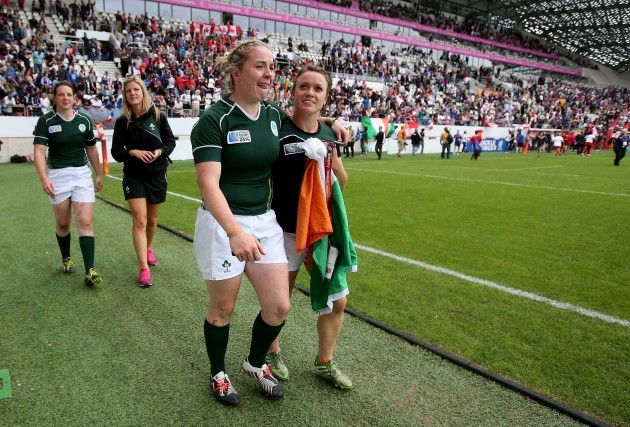 Niamh Briggs and Lynne Cantwell after the game