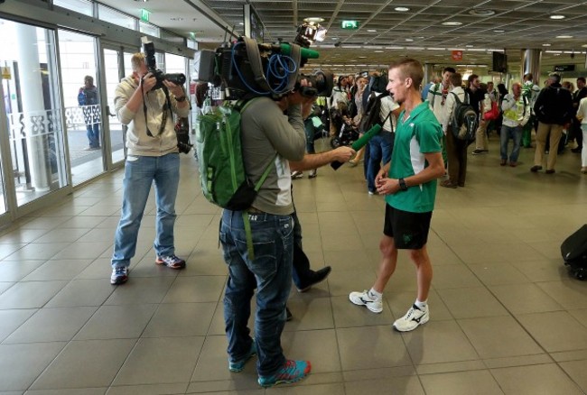 Rob Heffernan speaking to the media 18/8/2014