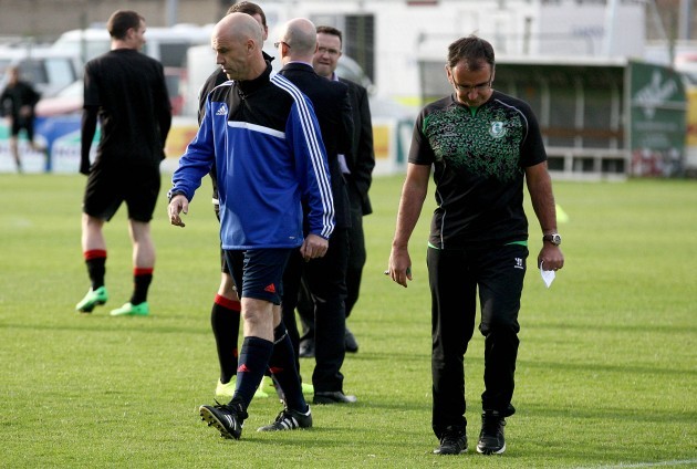 Tom Connolly with Rovers manager Pat Fenlon