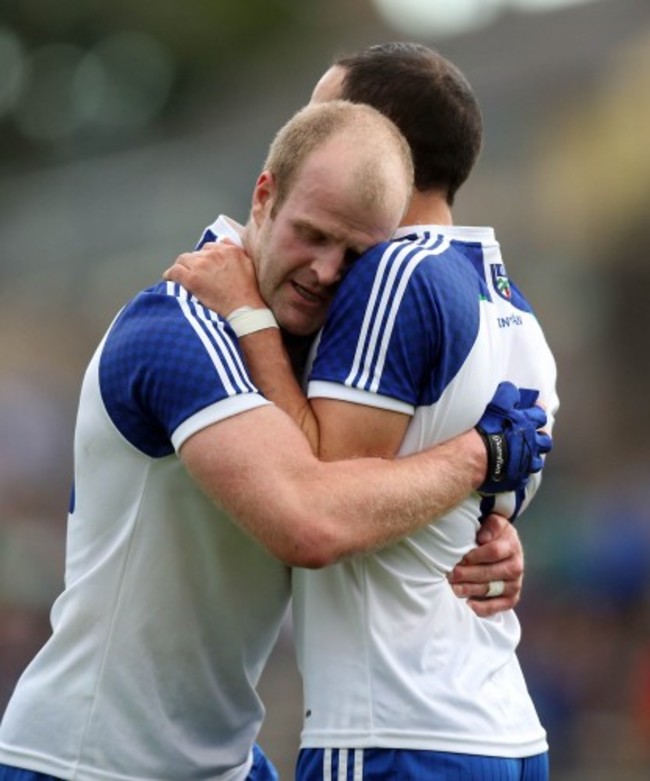 Dick Clerkin celebrates with Paul Finlay at the final whistle