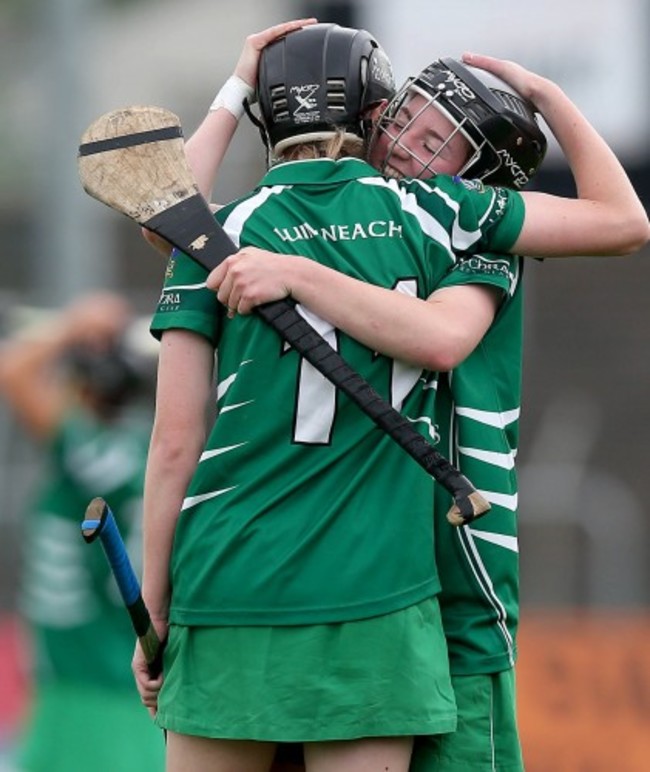 Niamh Mulcahy and Caoimhe Costello celebrate