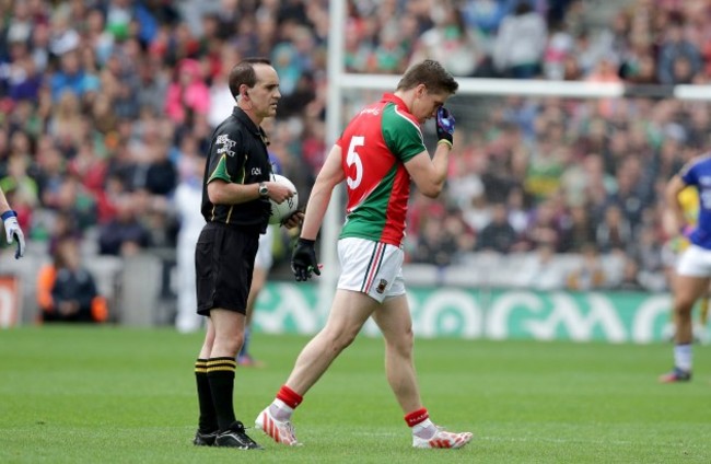 Lee Keegan is sent off by David Coldrick