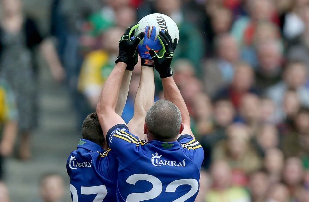Kieran O'Leary and Kieran Donaghy claim a high ball