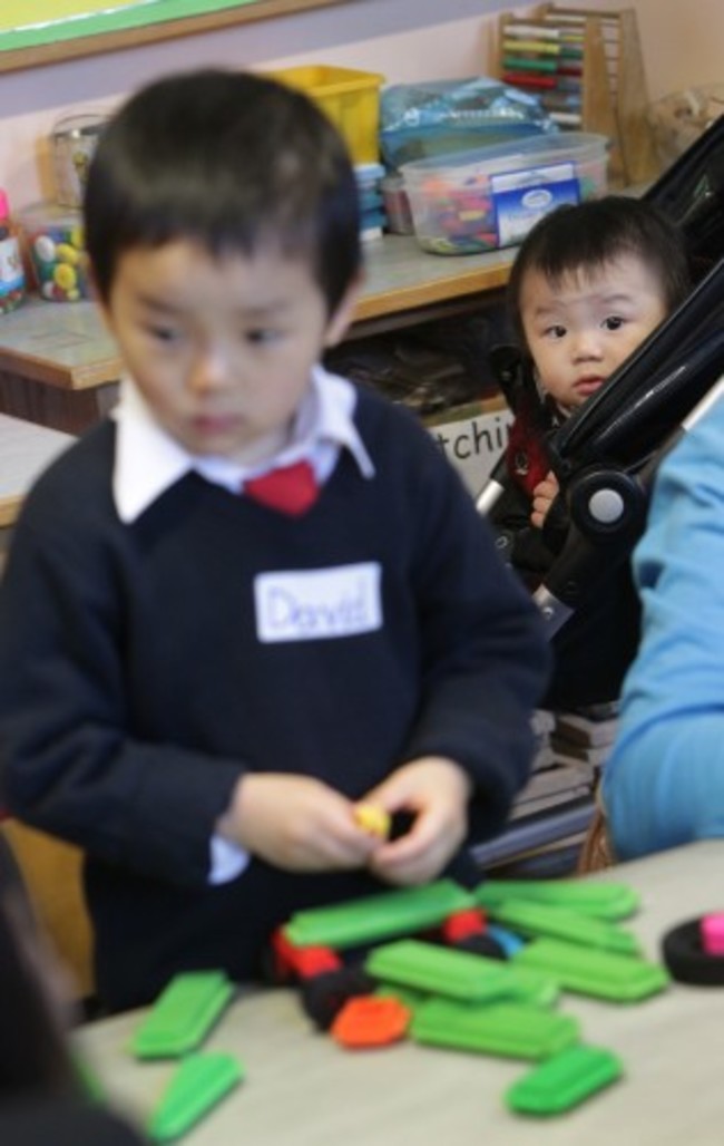 First Day of School. Nine-month-old Emil