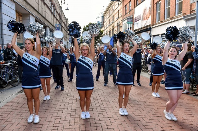 Penn State University Marching Band in Dublin City ahead of Croke Park Classic