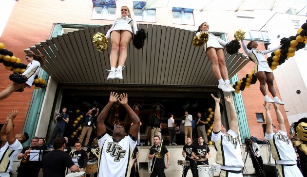 Cheerleaders during the University of Central Florida Pep Rally
