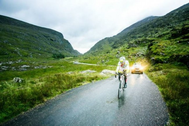 Austrian racer Christoph Strasser on the Gap of Dunloe in Kerry 2013