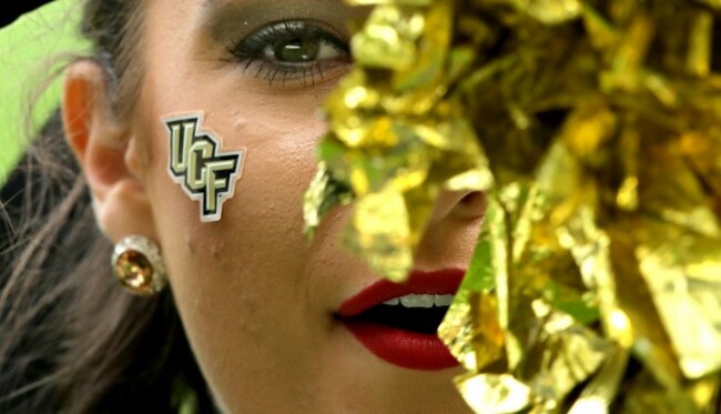 A general view of a University of Central Florida cheerleader in Croke Park