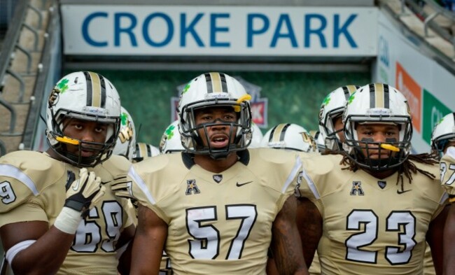 A general view of University of Central Florida players as the walk out onto the Croke Park pitch