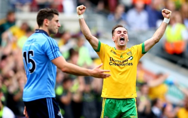 Karl Lacey celebrates at the final whistle