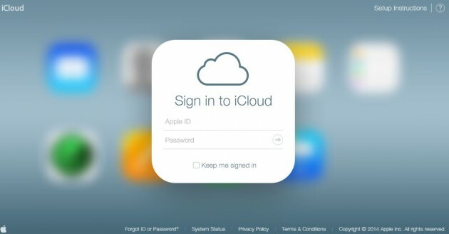 iCloud sign in screen