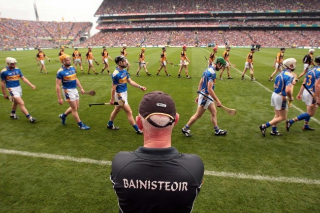 Brian Cody watches the teams parade