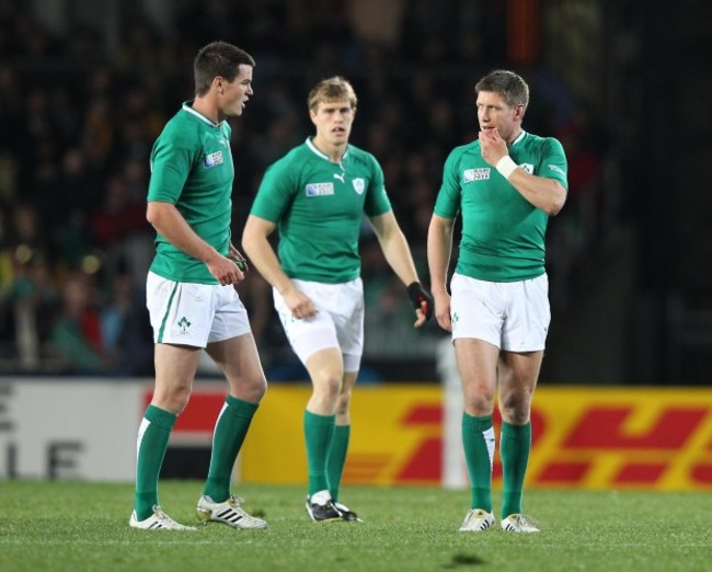 Jonathan Sexton and Ronan O'Gara during the match