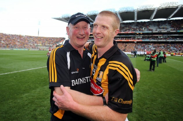 Brian Cody celebrates with Henry Shefflin