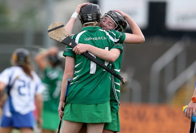 Niamh Mulcahy and Caoimhe Costello celebrate