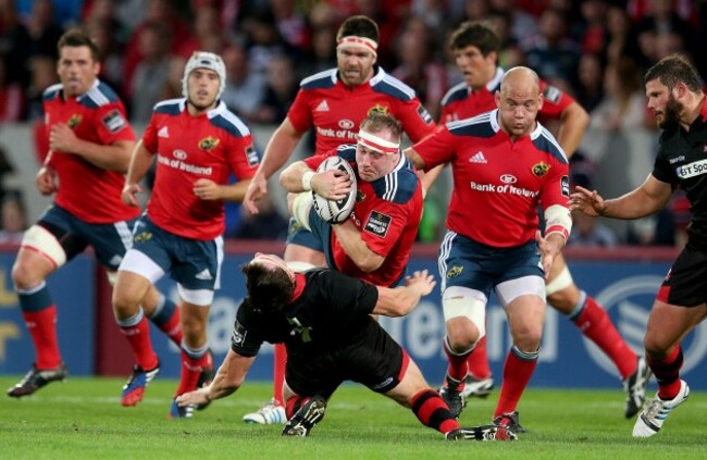 Shane Buckley tackled by Hamish Watson