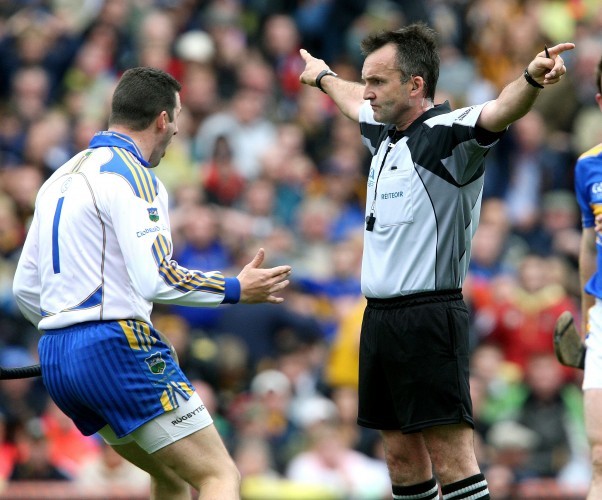 Brendan Cummins appeals to referee diarmuid Kirwan as he awards a penalty to Kilkenny