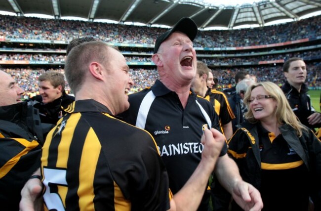 Brian Cody celebrates with Tommy Walsh
