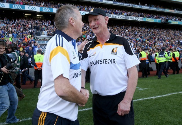 Brian Cody with Eamon O'Shea after the game