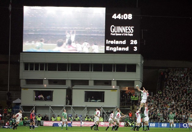 A general view of a lineout in Croke Park 24/2/2007