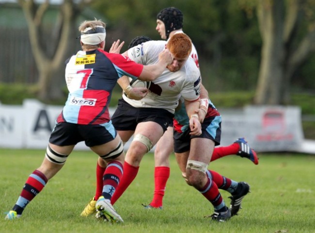 Conor Joyce in action with Oliver Loughead