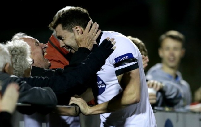 Brian Gatland celebrates scoring his sides fifth goal