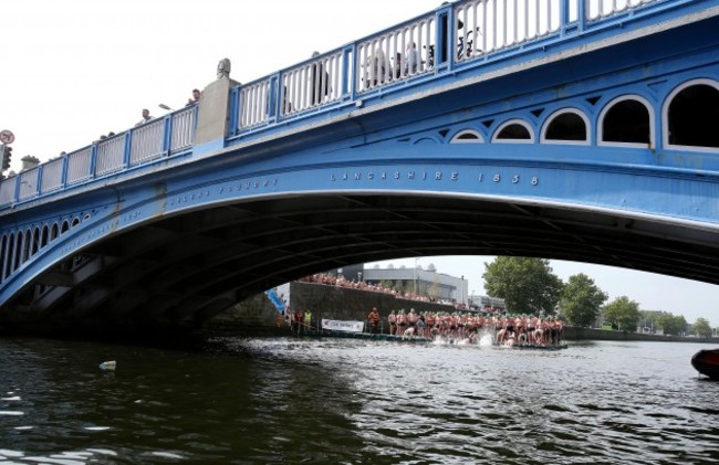 General view as the competitors begin the race