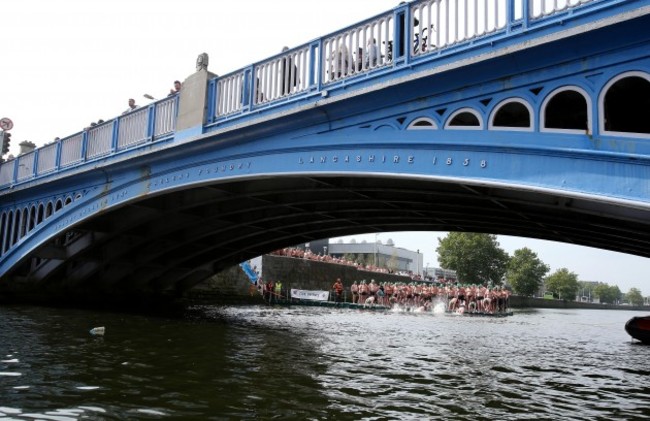 General view as the competitors begin the race