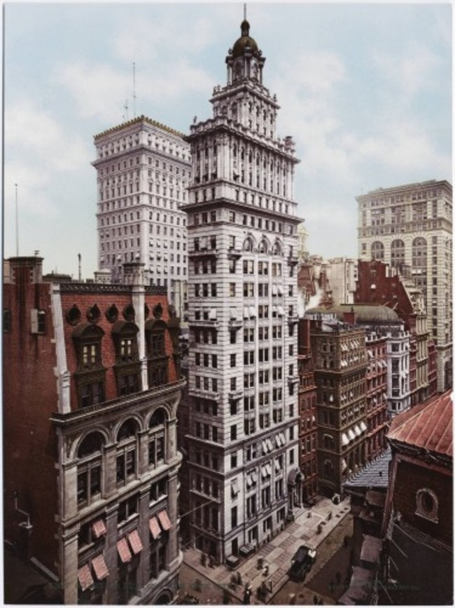 the-gillender-building-was-completed-in-the-financial-district-in-1897-but-stood-for-only-13-years-it-was-destroyed-in-1910-and-replaced-by-a-bigger-building-that-combined-its-neighboring-lot